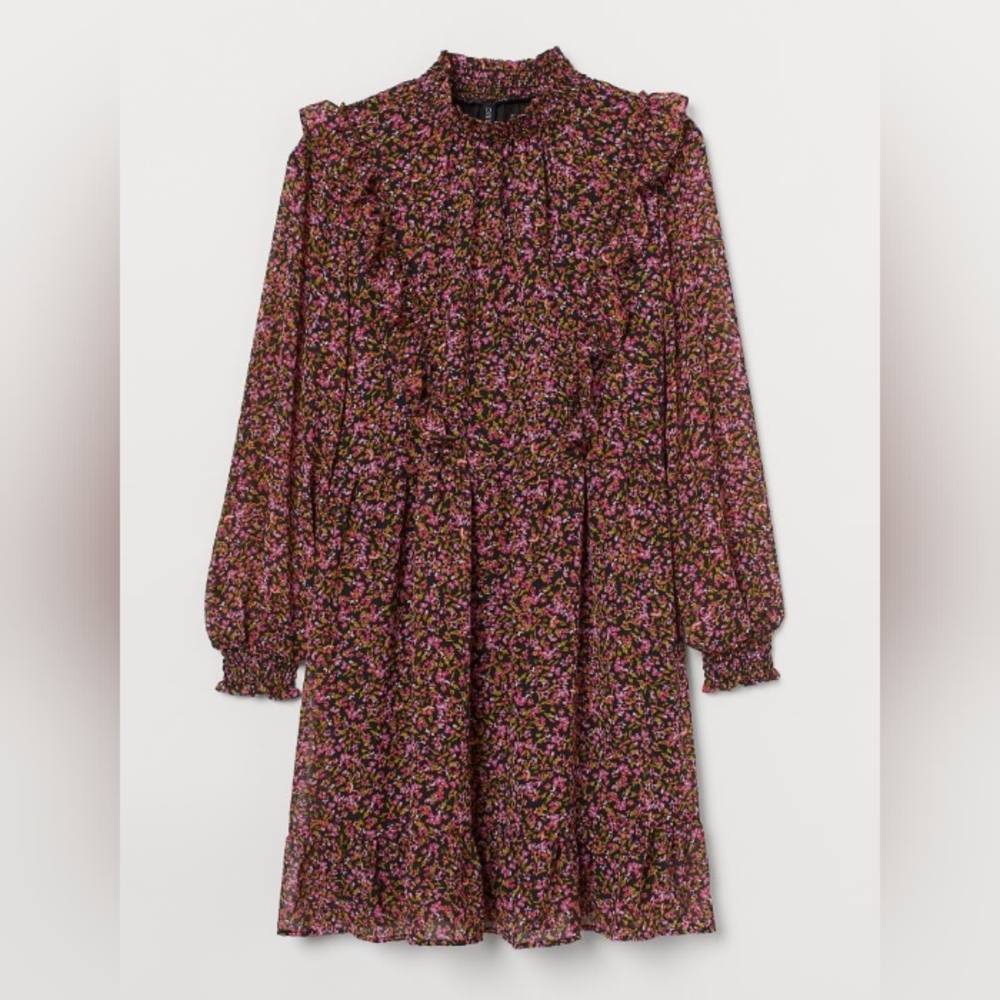 H&M+ Flounce-trimmed dress size Large ,autumn,boho,western,autumn.